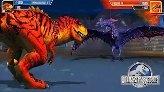 TITAN T REX VS NEW PHOENIX 44 (PTEROSAUR BOSS) - BATTLE | JURASSIC WORLD THE GAME