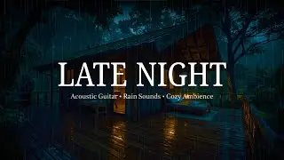 Warm Rain Cabin with Soft Guitar | Calm Night Mood