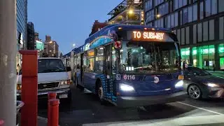NYCT: D Train Subway Shuttle Bus Action at Broadway Lafayette St