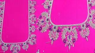pink color cloth and aari work Ladies blouse design my answer work #aariwor