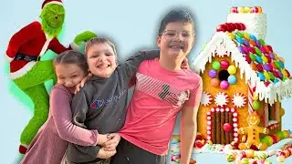 KiDs VS GRINCH! Boy Vs GIRL GINGERBREAD HOUSE Competition with Caleb!