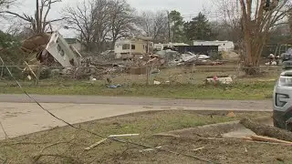 Grayson County officials say a 73-year-old woman was killed in Monday's storms