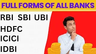All Banks Full Form | Full Form Of All Bank Name In India | Gk | Sbi, Rbi, Hdfc, Icici, Ubi |