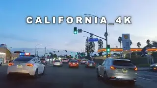 4K driving -California Harbor Blvd - Disneyland - Fullerton - Anaheim . Sunset travels Travel guide