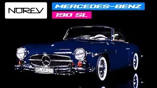 1957 Mercedes-Benz 190 SL Convertible Middle Blue with Black Top 1/18 Diecast Model Car by Norev