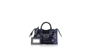 Balenciaga Croc Effect Classic Silver Nano City Bleu