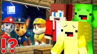 JJ and Mikey found Scary Puppies and Ryder from PAW PATROL Heroes At Night in Minecraft Maizen!