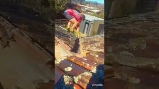 Cleaning out a valley terracotta tiles                         #roofing #construction