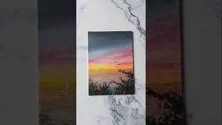 Easy way to paint a sunset acrylic painting ideas for beginners #artshorts #painting #easypainting