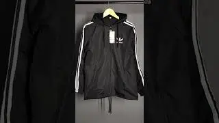 Jaket Pria Parasut Adidas Windbteaker Hitam List Putih XL XXL