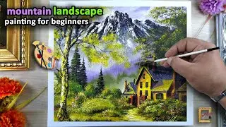 Mountain landscape | Acrylic painting | For beginners