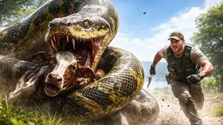 Heroic Rescue Team Saves Cow from Giant Anaconda Attack 😱 | Shocking Wildlife Rescue #wildlife 