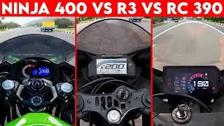 Ninja 400 VS Yamaha R3 VS RC 390 | 0 TO 200 | TOPSPEED BATTLE !!!