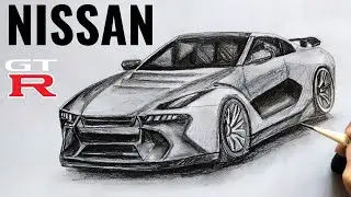 Nissan GT-R R36 Realistic Drawing | Art Time-Lapse