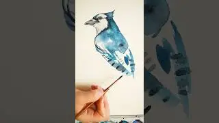 Watercolor Bluejay Painting