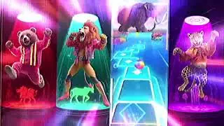 Bear vs Lion vs Elephant vs Panther Tiles Hop EDM Rush