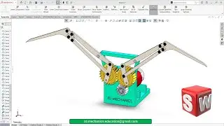 03 - Assembly of Ornithopter Flapping Mechanism in SolidWorks ( Flapping wing mechanism ) - 3d تصميم