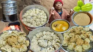 🤤Homemade🐷Pork Momo🥟in Village || Family dinner😋 || Village Lifestyle ||Tamangni Aama