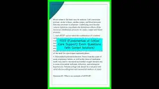 FCCS Fundamentals of Critical Care Support Exam Questions with Correct Solutions video