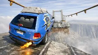 300 mph Cars Jumps over Open Bridge Survival test BeamNG DRIVE CrashTherapy