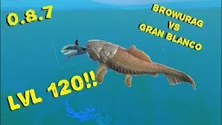 Feed and grow 0.8.7 Browurag vs Gran blanco lvl 120+!! Probando el tibur&oacute;n blanco =D