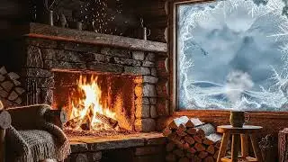 🔥 Fireplace ASMR for Sleep 24/7 | Cozy Winter Cabin ❄️ Crackling Fire, Snow Sounds (No Music)