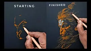 Hanuman ji Art 🎨 Drawing on black paper #art #artist #drawing 