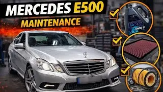 Mercedes E500 Full Maintenance | Engine Oil, Air & Oil Filters Change