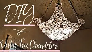 DIY Chandelier w/ mostly Dollar Tree items | Glam Decor | Light Fixture | Hanging Lamp | Room decor