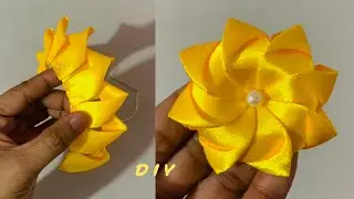 Flower making with paper |  how to make ribbon flowers | how to make bouquet with ribbon