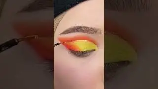 Orange and yellow eyeshadow glitter cut crease tutorial | credit goes to micaelaladavis