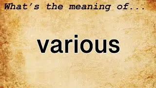 Various Meaning : Definition of Various