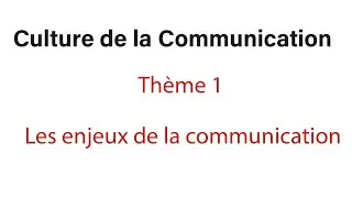 BTS COM: Culture de la COM Th&egrave;me 1   Les enjeux de la communication