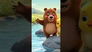 SPLASH time! 🌊 Bear & chicks find a river. Bear jumps in!#KidsVideo #Playtime #AnimalFriends#viral