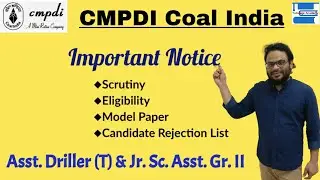 CMPDI Coal India Important Notice||Scrutiny, Rejection candidates list||CMPDI Model Question Paper||