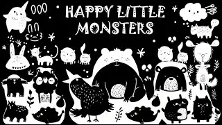 High Contrast video for Babies: Happy Little Monsters Sensory Video