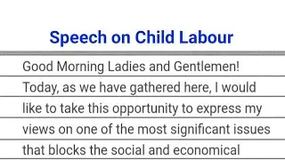 Speech on Child Labour //Speech on International Labour Day //Child Labour  Speech in English