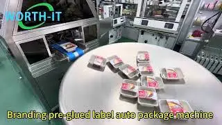 sleever machine preglued label insert into prepared food box #sleeving