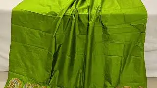 Sanskriti Vintage Green Dupatta Stole Pure Silk Hand Beaded Soft Party Scarves