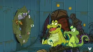 Swampy and Cranky find treasure an unplug the sewer pipe (from &ldquo;Swampy&rsquo;s Underground Adventures&rdquo;)