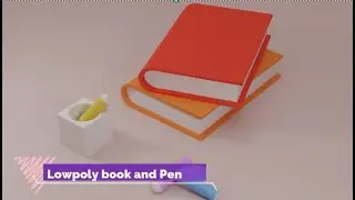 Low poly book and Pen with Blender