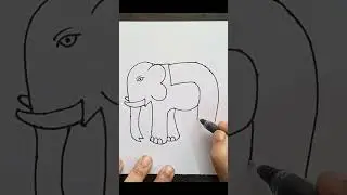 Превратите любую цифру в слона | Креативный рисунок слона из цифр #животные #шорты #ytshorts