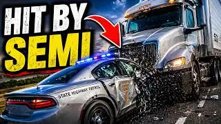 OSHP Police Pursuit Car Hit By Semi