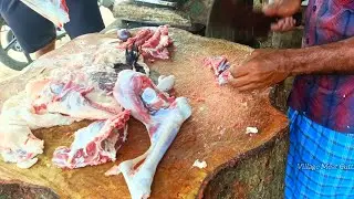 Mutton butchery | Expert Mutton Cutter | Village Meat Cutting Skills