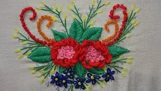 Hand embroidery-cast on stitch flowers-leisha's galaxy.