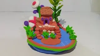 Clay house in the pond,miniature clay village house,how to make clay house.Clay diye jinis banano.