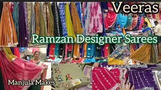 Veeras Ramzan Designer Stone Work, Space Silk, Triplica, Butterfly, Mirror Work Sarees Collections