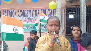 Nursery kid recite kitchen things name with spelling on Republic day
