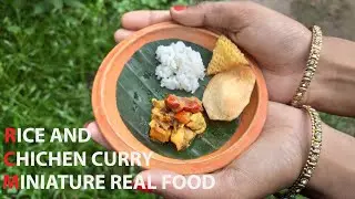 Miniature cooking |rice+chicken curry |mini real food| tiny cooking |mini food cooking |handcraftkbs