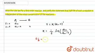 Write the rate law for a first order reaction and justify the statement that half-life of such a...